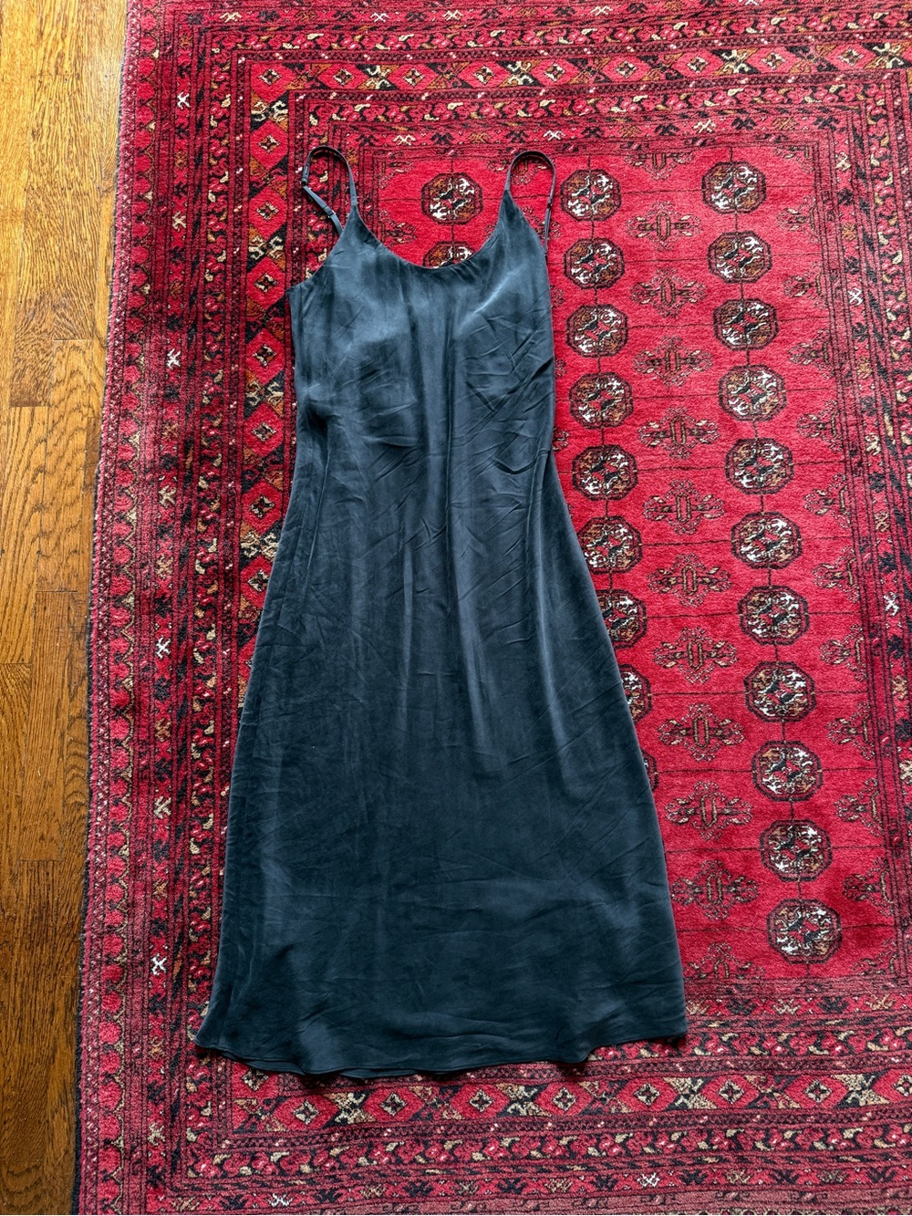 Lunya black silk slip dress extra small